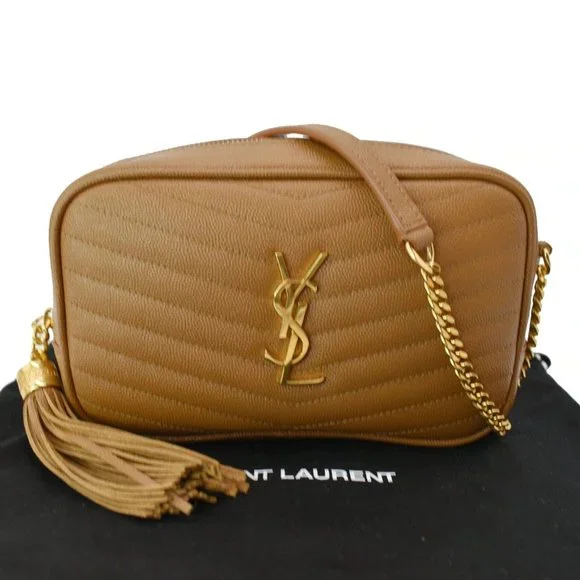 YVES SAINT LAURENT  Mini Lou Grain De Poudre Camera Crossbody Bag Dark Natural - Picture 3 of 11